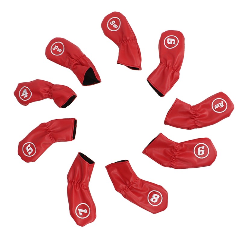 9Pcs Golf Iron Head Covers PU Waterproof Golf Club Headcovers