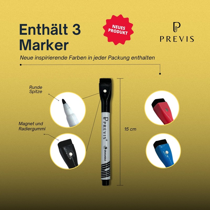 Previs Weekly Planner Wipe Clean with 3 Erasable Pens -