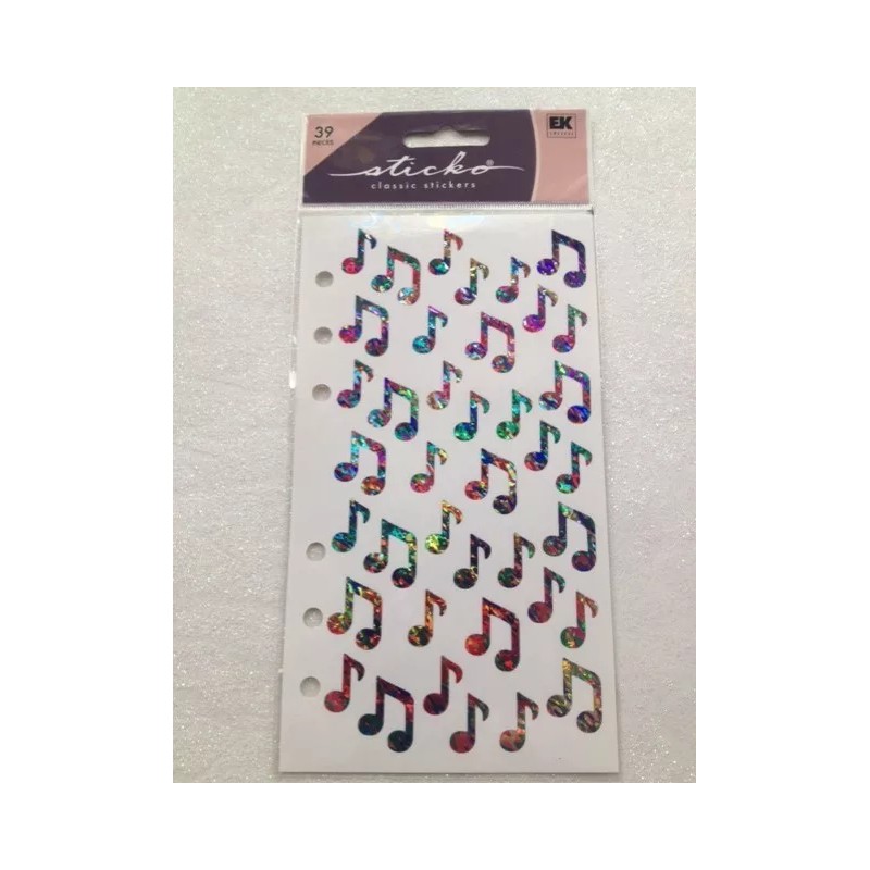STICKO CLASSIC STICKERS - JAZZY NOTES - RAINBOW COLORS -