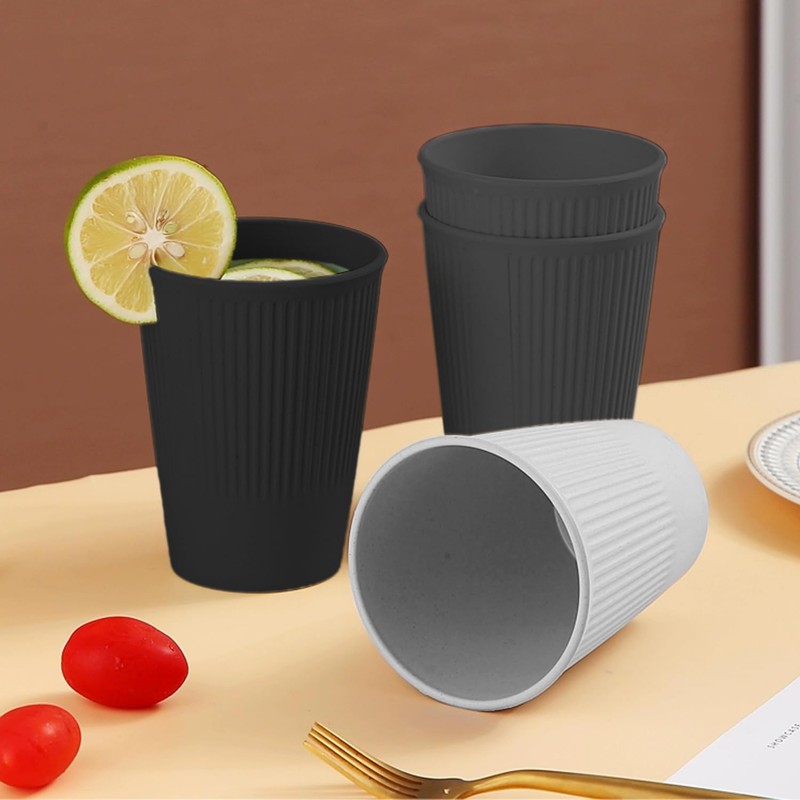 8PCS Wheat Straw Cups Plastic Cups Unbreakable Drinking Cup Reusable