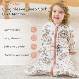 Yoofoss Pack of 2 Baby Sleeping Bags Summer 100% Cotton 0.5 Tog Summer Sleeping Bag with Sleeves Portable Blanket Baby Sleeping Bag Soft Sleeping Romper 78 cm for Newborns Toddlers 6-12 Months