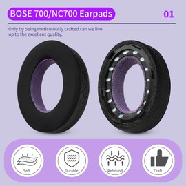 JHK Ear Pads Cushions Replacement NC700, Ice Sensation Ear Pads Cushions with High-Density Noise Isolation Foam, Elevate Comfort, Thickness & Sound Isolation (Black Purple, Cool)