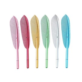 Zeayebsr Pack of 6 Feather Gel Rollerball Pens Beautiful Feather Personal Stationery Creative Office Gel Ink Pen Girls Women Office School Supplies 0.38 mm Black Pen Beautiful Pens (6 Colours)
