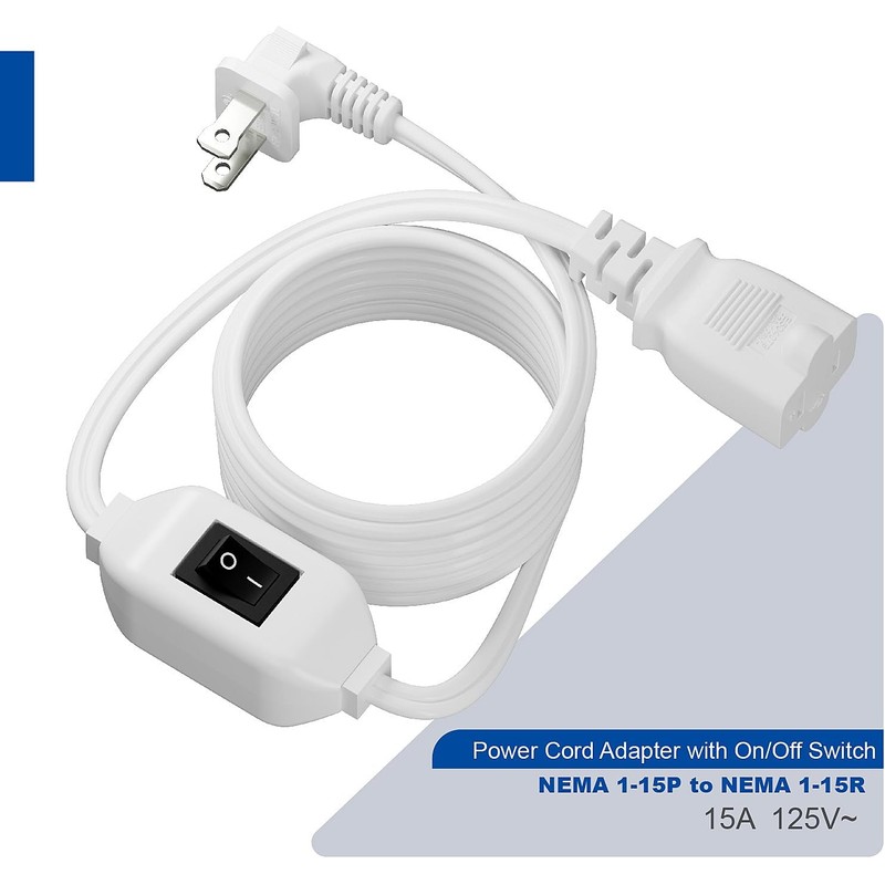 [6-Feet] On Off Switch Extension Cord, Right Angle 2-Prong Polarized
