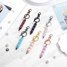 MAPVOLUT 110Pcs Beadable Keychain Bar Set with Colored Beads & A to Z Letter Charms, Beadable Keychains Set Jewelry Making Supplies for DIY Keychain Making Pendant Craft Gift