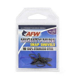 American Fishing Wire Mighty Mini Stainless Steel Snap Swivels, Size #6, 70 lb Test, Gunmetal Black, 5 pc