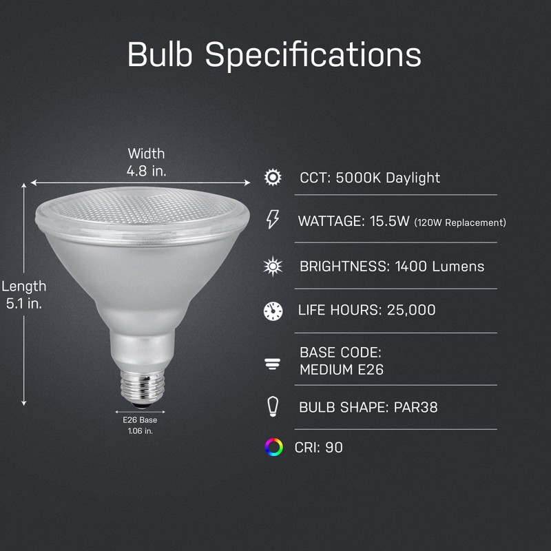 Feit Electric PAR38 LED Bulb, 120W Equivalent, Dimmable, 5000k Daylight,
