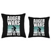 Auger Wars Man Vs Ice Ice Fishing Throw Pillow