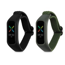 kwmobile Nylon Watch Strap Compatible with Oppo Band Sport Strap - 2x Fitness Tracker Replacement Wristband with Clasp