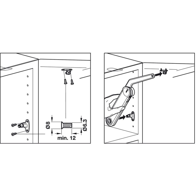 Gedotec Flap Holder High Folding Fitting Black Flap Fitting Maxi