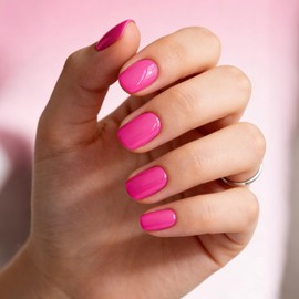 YIZHUO Semi Cured Gel Nail Strips - Vivid Hot Pink Nail Stickers, Works with Any UV/LED Lamp, 20 Pcs Full Wraps - Salon Quality, Easy DIY in 15 Mins