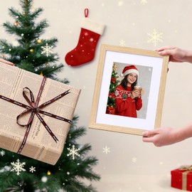 Vittanly 8x10 Picture Frame, Solid Wood Frame with Plexiglass, Includes 5x7 Mat, Wall Hanging or Tabletop for Home Decor, Natural, 1 Pack