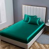 Satin Fitted Sheet, 180 x 200 cm, Dark Green, Green,