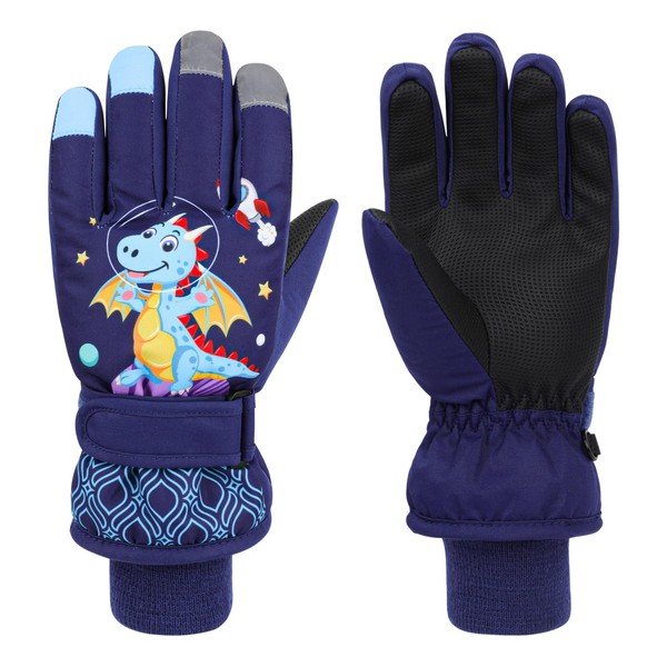 QKURT Children's Ski Gloves, Warm Winter Snow Gloves for Children,