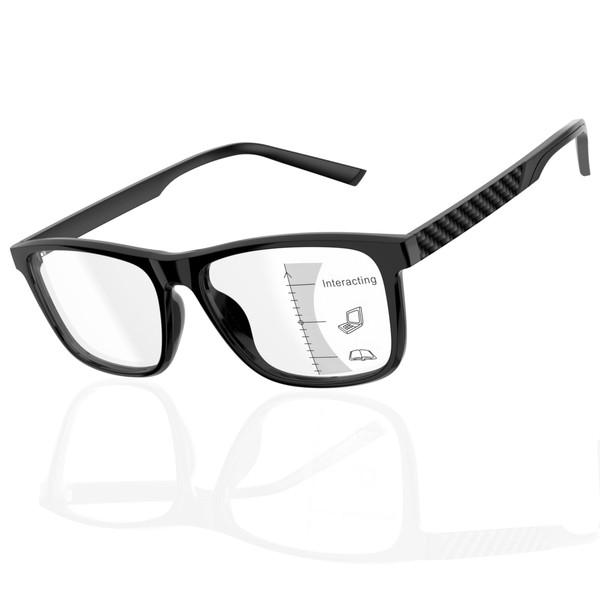 Epavouos Progressive Multifocus Reading Glasses Men TR90 Frame Lightweight Trifocal