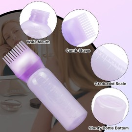 Hair Dye Brush Bottle, Root Comb Applicator Hair Dye Comb and Head Massage Brush, Hair Oil Applicator Bottle, Hair Dye Bottle Applicator Brush, Hair Dye Brush Bottle (Purple)