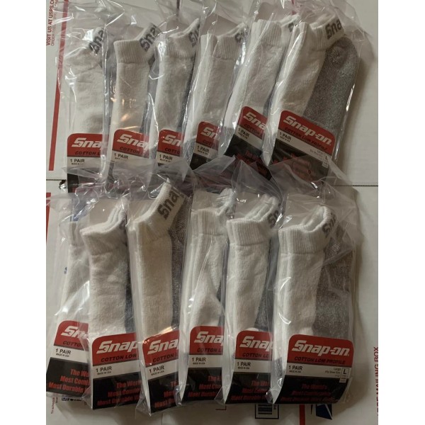 Snap-on 12 Pairs Men's White Snap On Tools LOW PROFILE