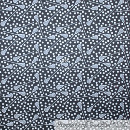 Riley Blake BonEful Fabric FQ Cotton Quilt Gray Black White B&W La Crosse Sport School Ball