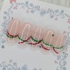 Xmas Line Handmade Nail Tips - Oval M / Xmas