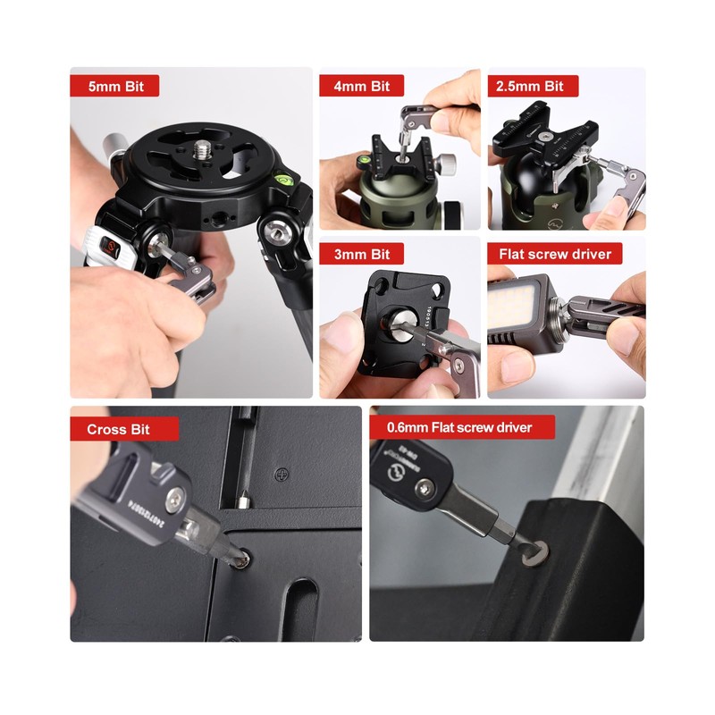 SUNWAYFOTO DW-02+ Folding Tool Set with Hex Key Wrenches Stainless