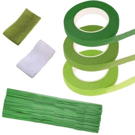 LGIFUTMAX 3 Rollen Floristenband,100 Stück Blumenstamm Draht Grün Steckdraht 30CM Floristik mit Floristenband für Bouquet Blumensträuße DIY Herstellung