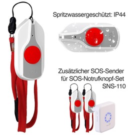 CASAcontrol Accessories for Emergency Call for Seniors: Additional SOS Transmitter for SOS Emergency Button Set SNS-110 (Home Emergency Call with Alarm, Emergency Button for Seniors)
