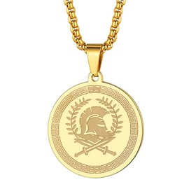 chengxun Symbol of the Ancient Greek God of War - Ares Necklace for Men Women Greek War Memorial Charm Pendant Neck Chain Amulet Talisman Jewelry Gift (095G)