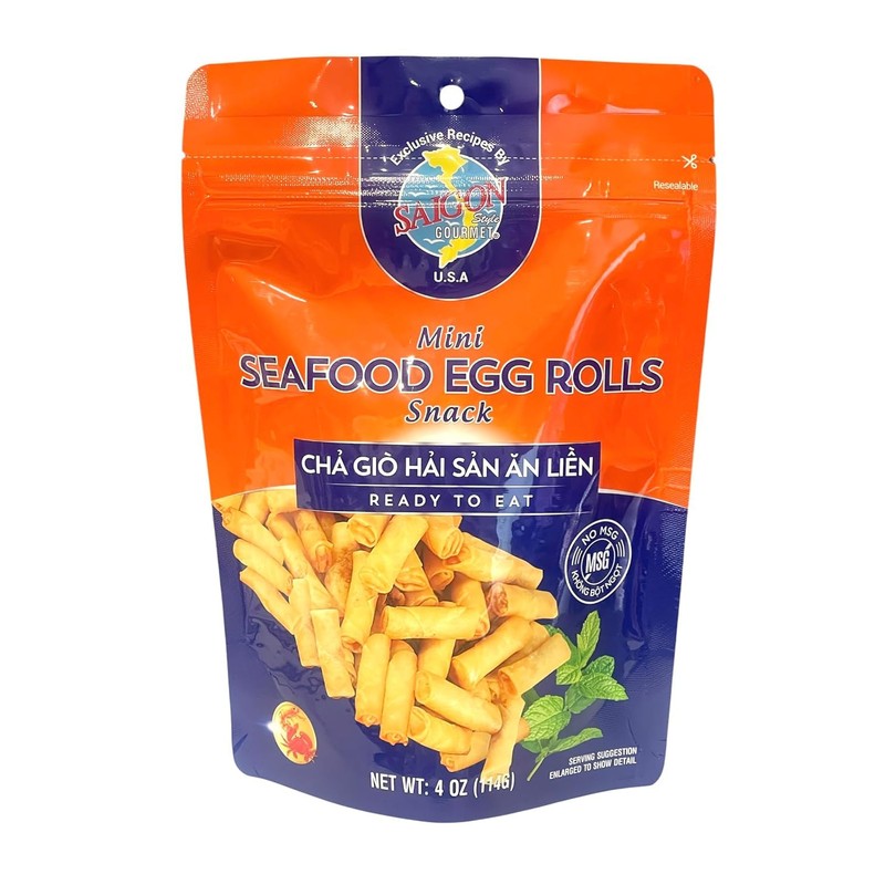 3 Packs - Mini Seafood Egg Rolls Snack Ready to