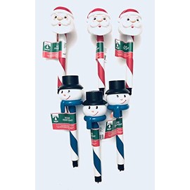 Christmas Solar Pathway Stake Lights 6pc 14"x2.5" Holiday Theme Santa Claus Snowman (Bundle with Solar Dance) Landscaping Garden Lawn Backyard Decorations