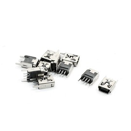 uxcell 10pcs Computer Mini USB Solder Female 5Pin Socket Connector 180 Degree