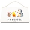 Mr. & Mrs. Panda Personalisiertes Deko Schild Pinguin Lagerfeuer DIN