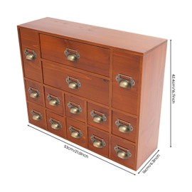 14-Drawer Apothecary Cabinet, Card Catalog Cabinet for Desktop Organizer
