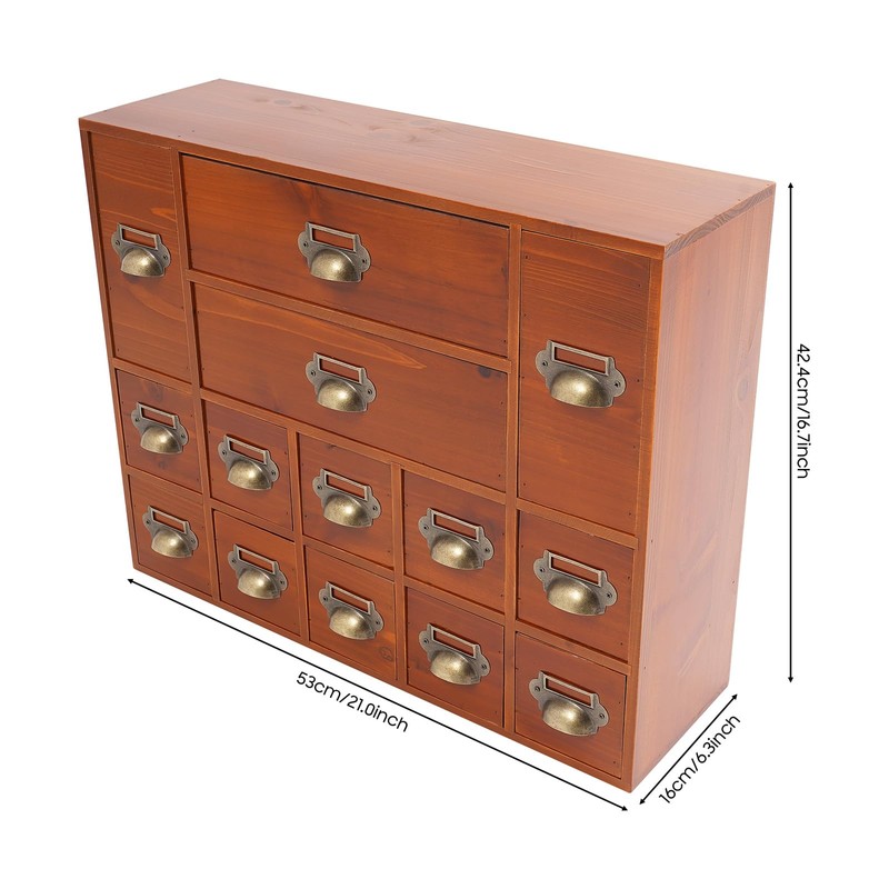14-Drawer Apothecary Cabinet, Card Catalog Cabinet for Desktop Organizer