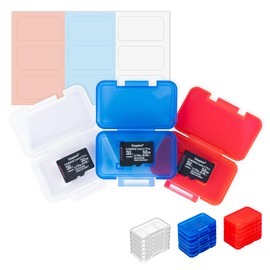 Kiorafoto Micro SD Card Case, 18 Packs Independent MSD Card Holder 3 Colors for TF Micro SD Micro SDXC Micro SDHC Cards, Simple and Compact Memory Card Storage Case With Labels, Portable