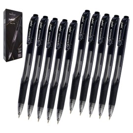 RADIUS Spark Retractable Ballpoint Pens, BLACK, Fine Point (0.7mm), Pack of 10, Smooth Fine Ball Pens, School Office Home Hospital Doctor Nurse Use