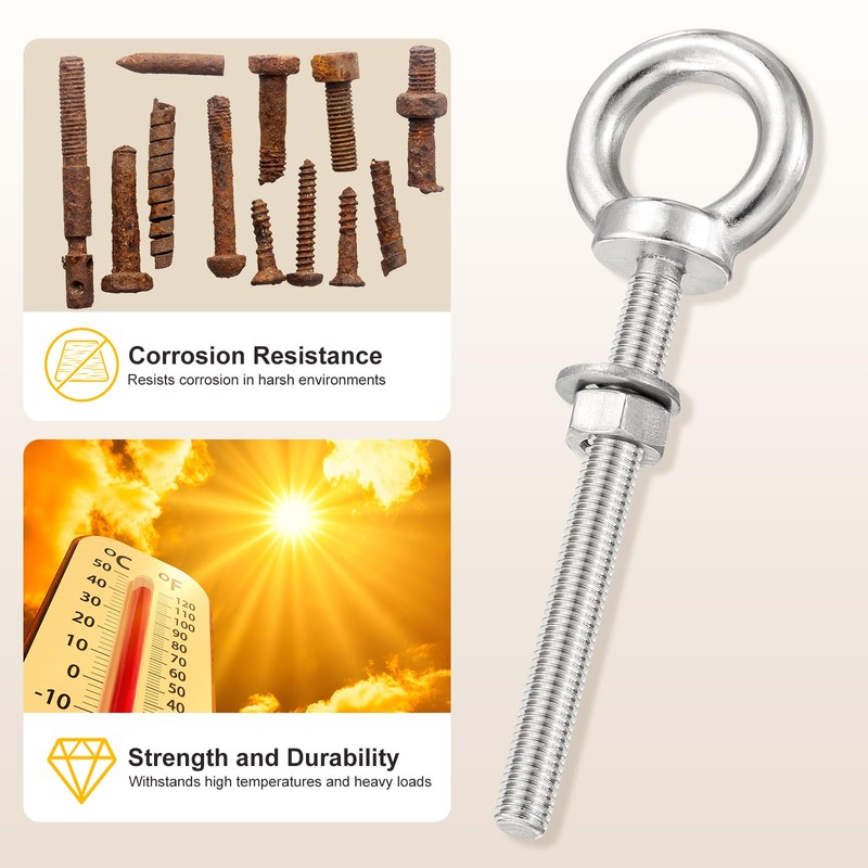 METALLIXITY Shoulder Eye Bolt with Flat Washers & Nuts &