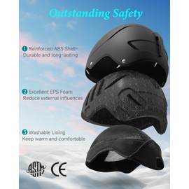 RIOROO Ski Helmet for Women Men, Safety Certified Snowboard Helmet with Shockproof ABS Hard Shell, Snowboarding Helmet with Breathable Venting System & EPS Foam for Adults & Youth