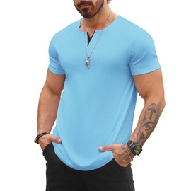 Mancozy Mens Shirts Fashionable Hip-Hop Popular Short-Sleeved Shirt Tee Comfortable Breathable Men's Top 3X-Large Blue