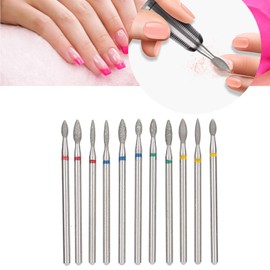 Diamond Nail Drill Bit Set, 11PCS Professionsal Cuticle Nail Drill Bits for Acrylic Gel Nails Cuticle Manicure Pedicure