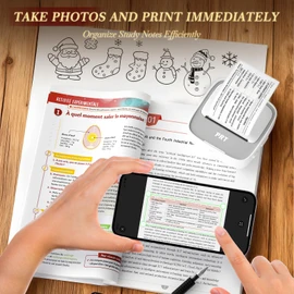 PRT Mini Sticker Printer, Portable Thermal Printer with 1 Roll Sticker Paper, Inkless Sticker Maker, Bluetooth Label Printer for Study Notes,Lists,Pictures,DIY Creations Small Printers for Home Use