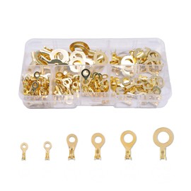 150pcs Round Terminal Set M3 M4 M5 M6 M8 M10 Kit Connector Kit Brass Ring Cable Lugs Round Terminals Copper Lugs Crimp Cable Wire Terminals Auto Motorcycle Repair Processing Connectors