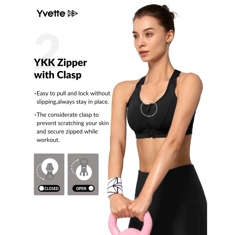 Yvette Zip Front Sports Bra - High Impact Sports Bras