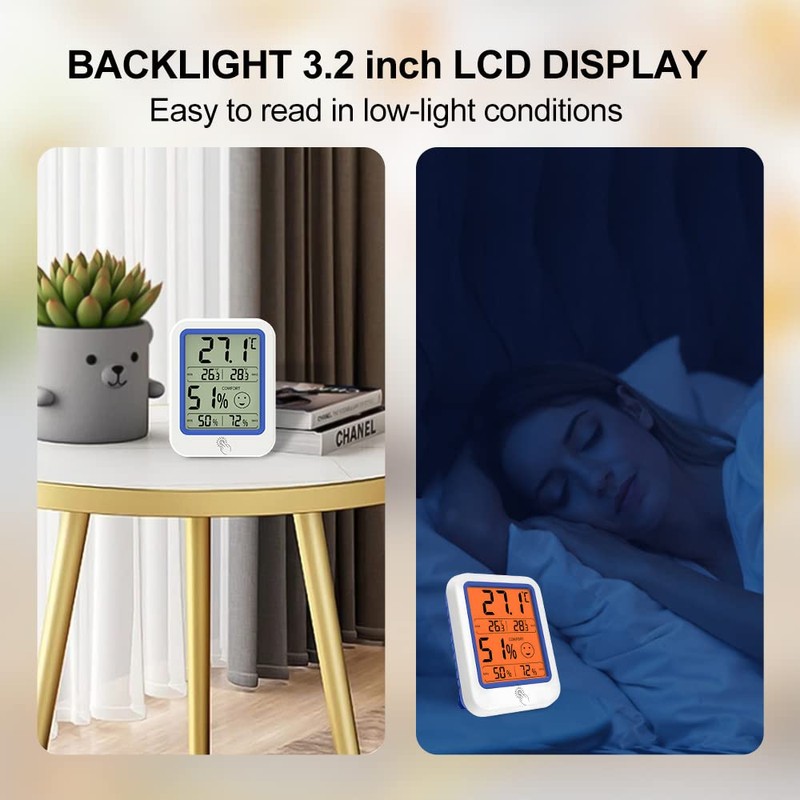 KEWO Digital Hygrometer Indoor Thermometer Humidity Gauge with Large Backlit