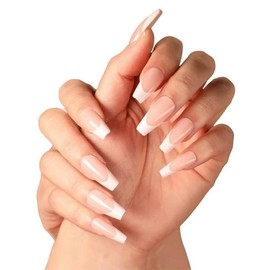 288Pcs White French Tip Press on Nails Square Press on Toenails Medium Fake Nails French Tip Toe Nail Press ons Nude False Toenails Full Cover Glue on Nails Reusable Stick on Nails for Women Manicure