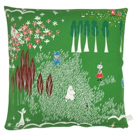 Quarter Report (MOOMIN) Moomin Zabuton Cover, Zabuton Cover, Here, Green, Approx. 21.7 x 23.2 inches (55 x 59 cm), Meisenbu 100% Cotton [Made in Japan]
