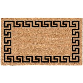 Decoir Uscoa 6035836 Greek Key Tan & Black Coir Nonslip Door Mat44; 18 x 30 in.