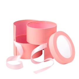 Oasis PINK FLOWER HAT GIFT SPLIT BOX ROUND SHAPE LINED VALENTINES