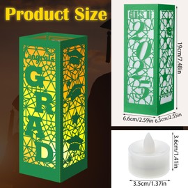 Rossesay 6 Pcs Graduation Table Centerpieces Boxes Class of 2025 Graduation Table Lanterns for Centerpieces with LED Candles Congrats Grad School College Party for Party Table Decoration (Green)