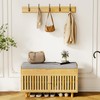 Coat Rack Shoe Bench Set, Bamboo Shoe Storage Bench with