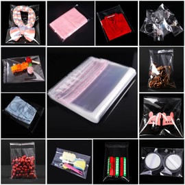 Zydiwo Pack of 200 Transparent Cellophane Bags Sticker Bag Small Plastic Bag OPP for Confetti Jewellery Gift Doll (7 x 24 cm)